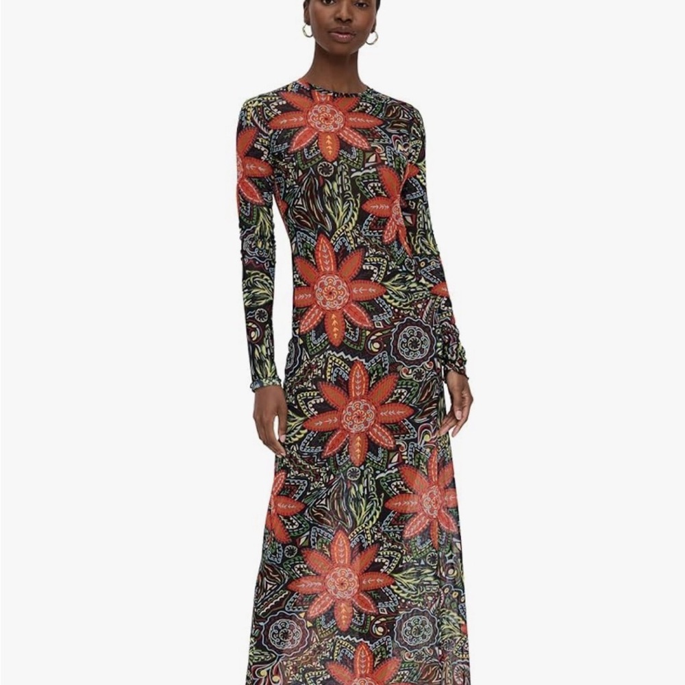 Elegant Floral Long Sleeve Maxi Dress